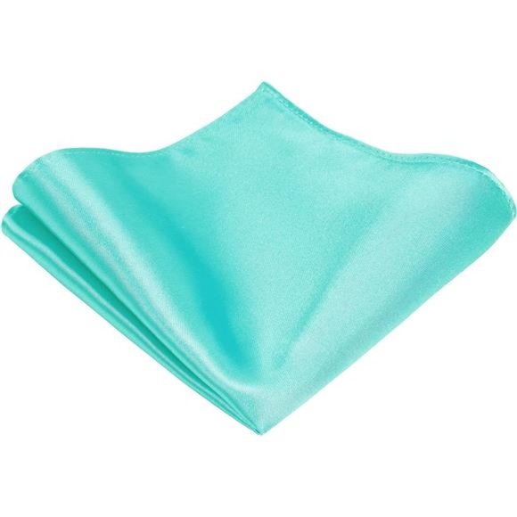 TIE Solid Satin Color Formal Necktie and Pocket Square Sets in Gift Box Teal - Picture 3 of 6